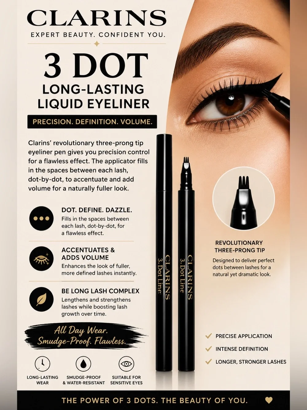 Clarins 3 Dot Long-Lasting Liquid Eyeliner — Black
